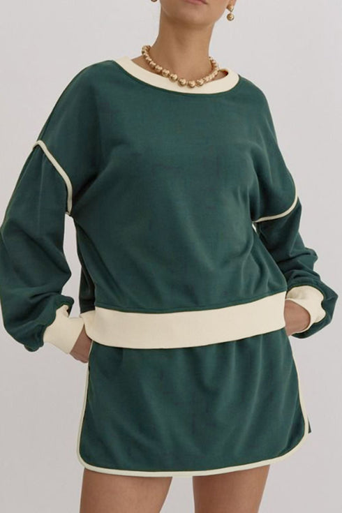 'Beryl' Round Neck Top and Skort Set - Celes Fashion